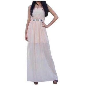 Zara Trafaluc Beaded Strapless Sheer Maxi Dress M